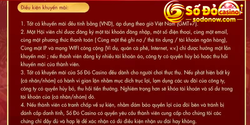 Điều kiện tham gia nhận thưởng khuyến mãi đăng ký 